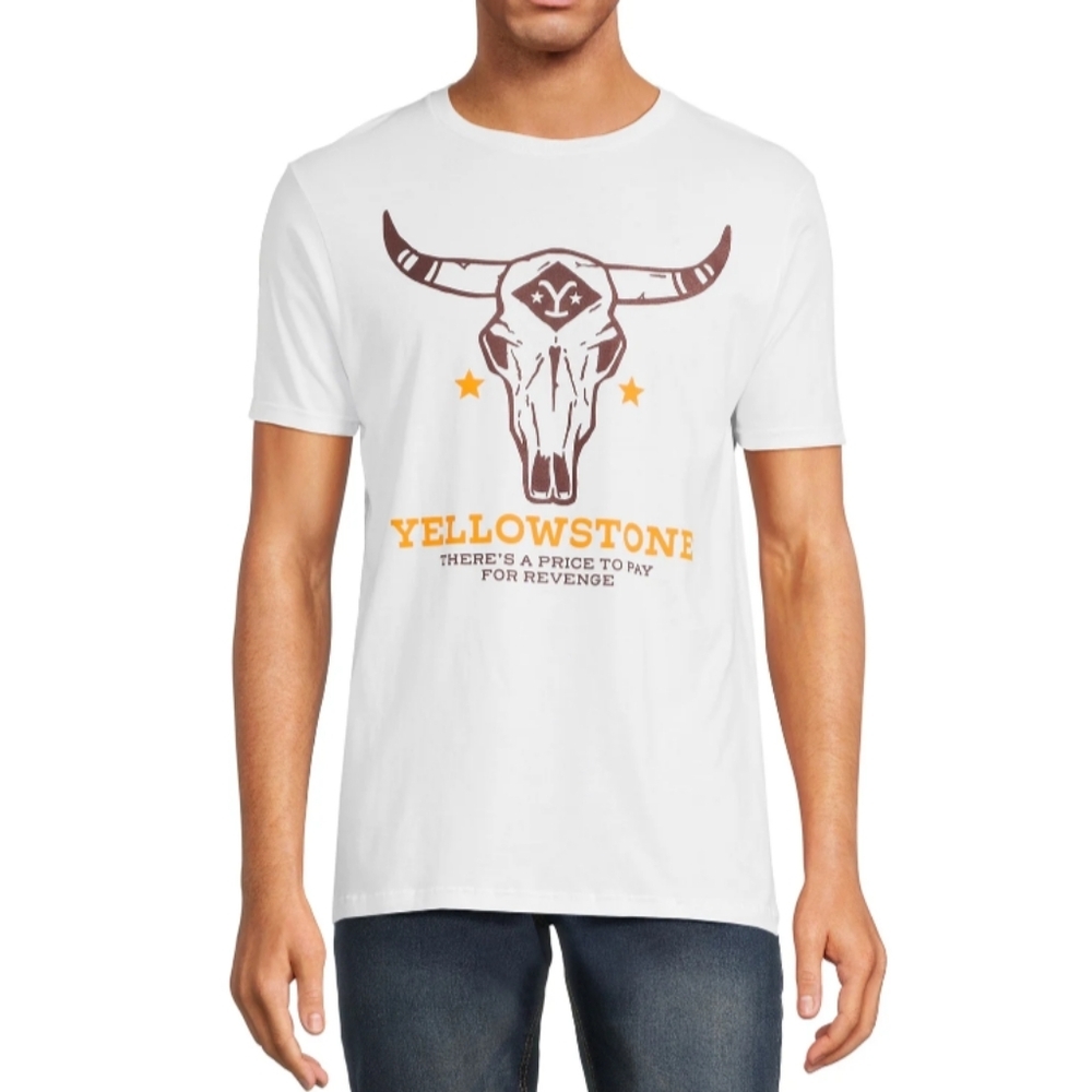 Yellowstone Bull Mens Size 2XL Graphic Tee Shirt White NWT